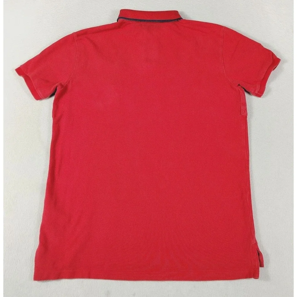 Polo Ralph Lauren Polo Shirt Mens Medium Red Big Pony Cotton Custom Fit‎ Preppy
